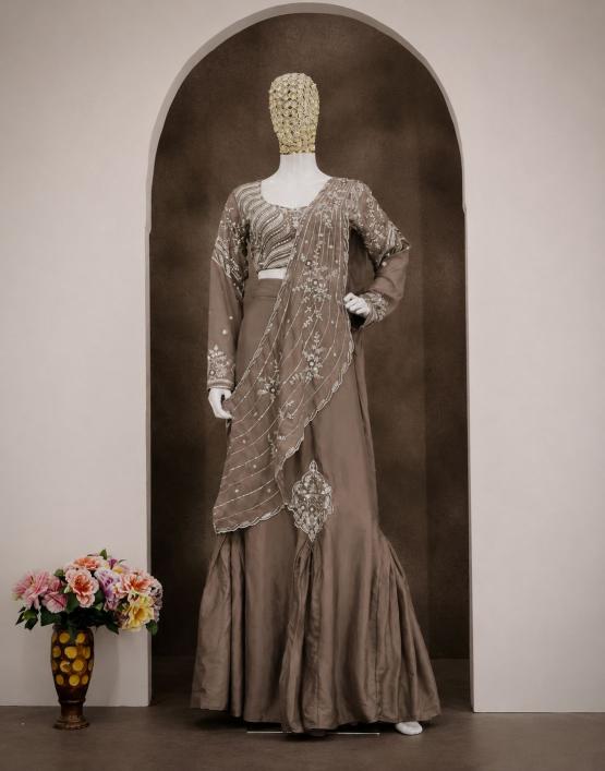 Trending Stylelish BB 73  Chinon Silk gray Lehenga choli wholesale market